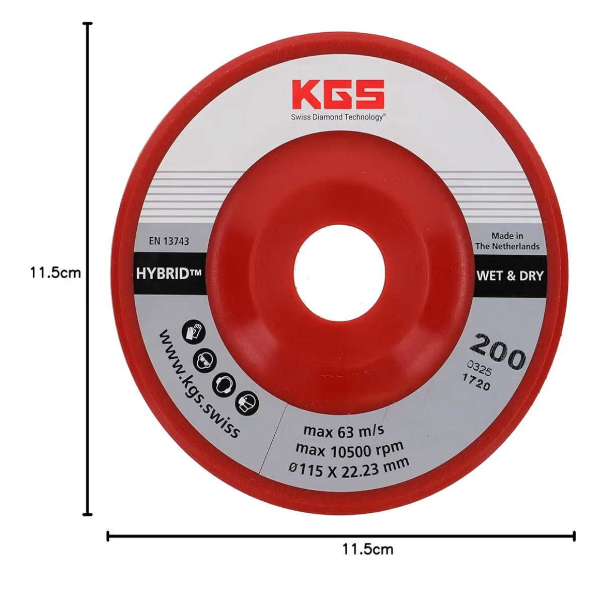 Kgs Hybrid Discos de Pulido Del Diamante Ø 115 X 22,23 MM – Serie Oro (Grano 200)