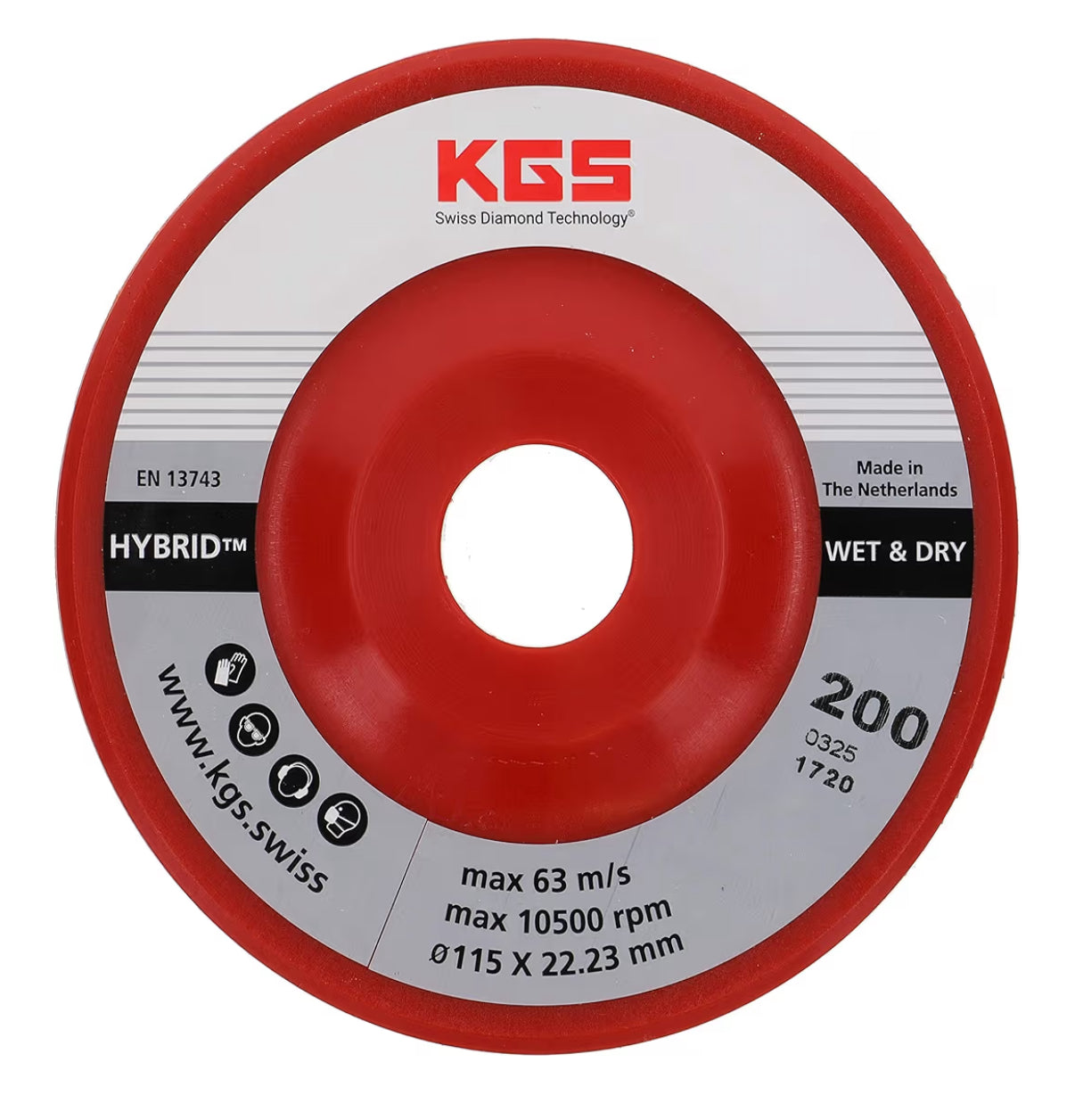 Kgs Hybrid Discos de Pulido Del Diamante Ø 115 X 22,23 MM – Serie Oro (Grano 200)